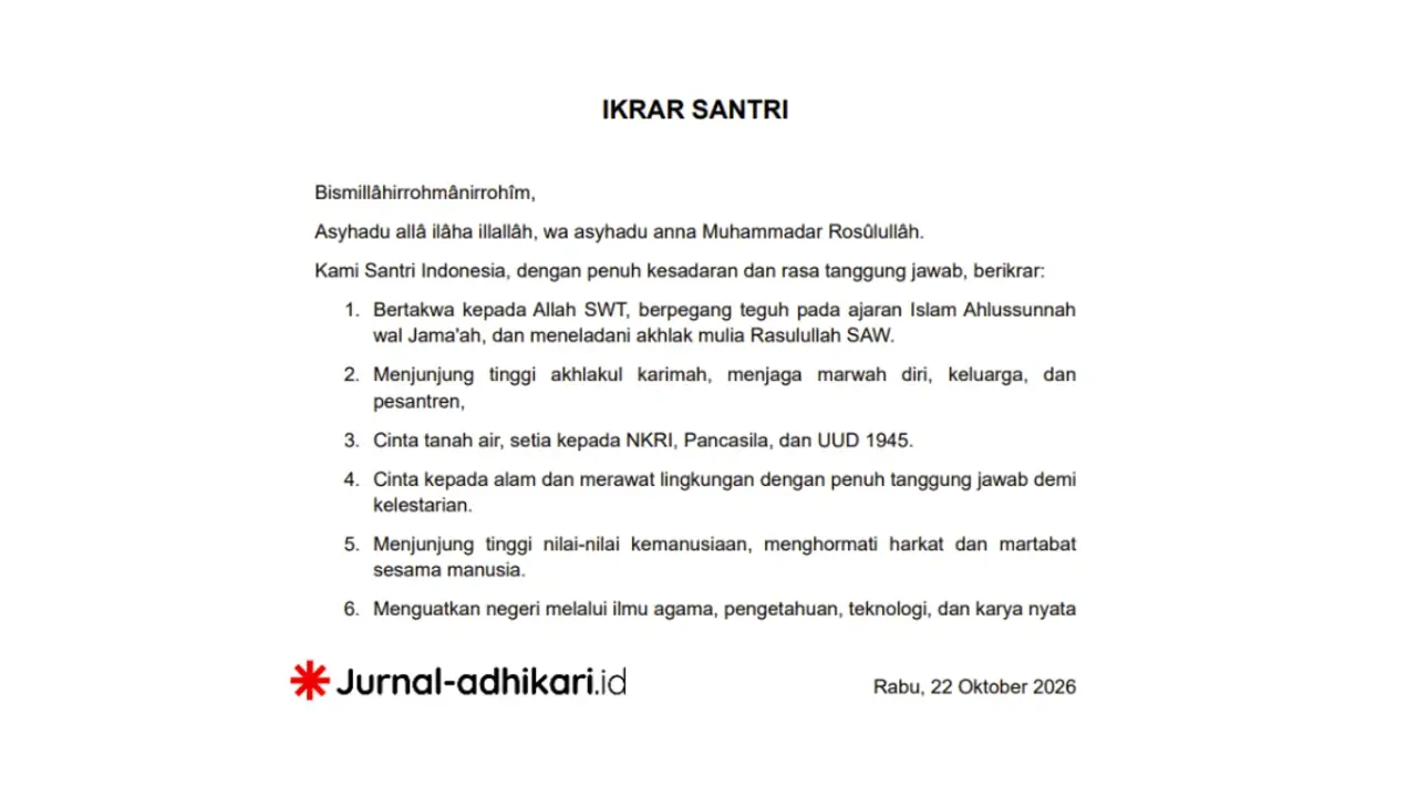 Naskah Ikrar Santri 2026