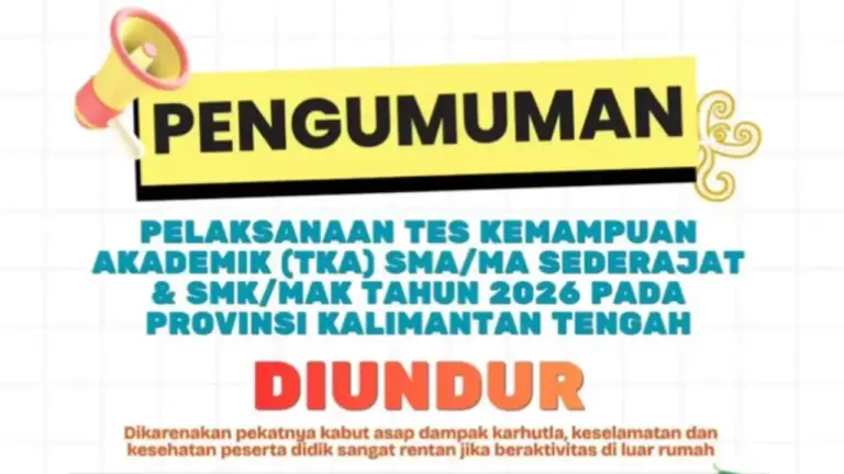 Pelaksanaan TKA SMA 2026 Diundur Akibat Kabut Asap Karhutla Di Kalimantan Tengah